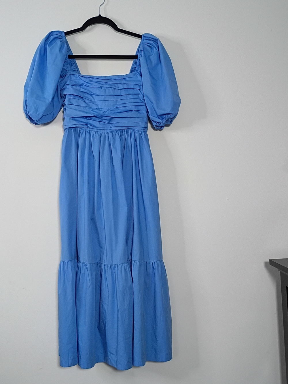 Abercrombie & Fitch Emerson Blue Puff Sleeve Smocked Peasant Midi Dress -